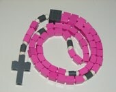 Catholic Rosary in Pink and Gray First Holy Communion Gift