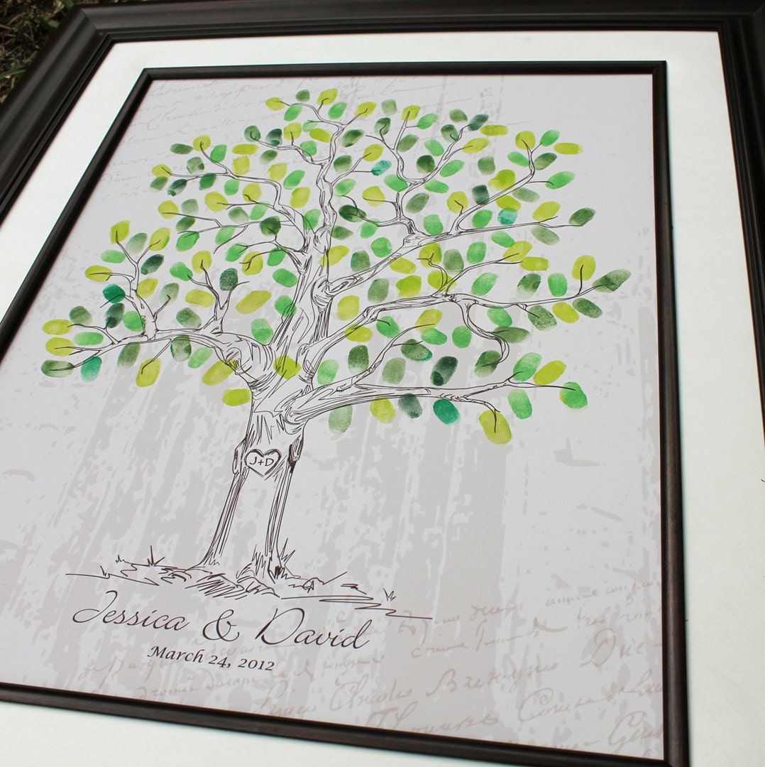 Wedding Tree Guest Book Hand drawn Wedding Guest book Fingerprint Tree Guest book alternative Wedding Keepsake Personalized Wedding Gift