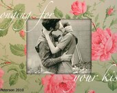 50% OFF blank note card, Valentines, kissing couple, nostalgic.  LONGING For Your Kiss