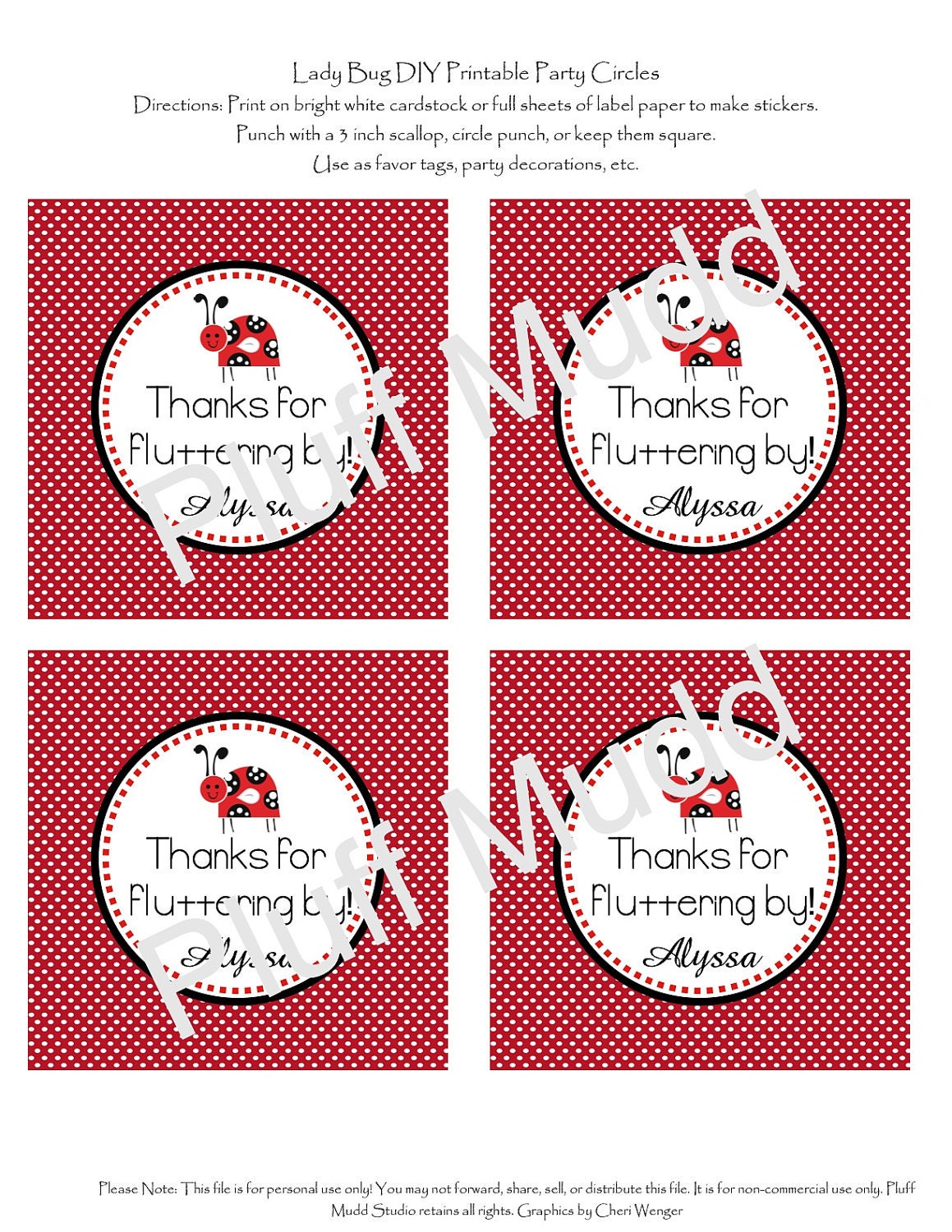 Lady Bug DIY Favor Tag