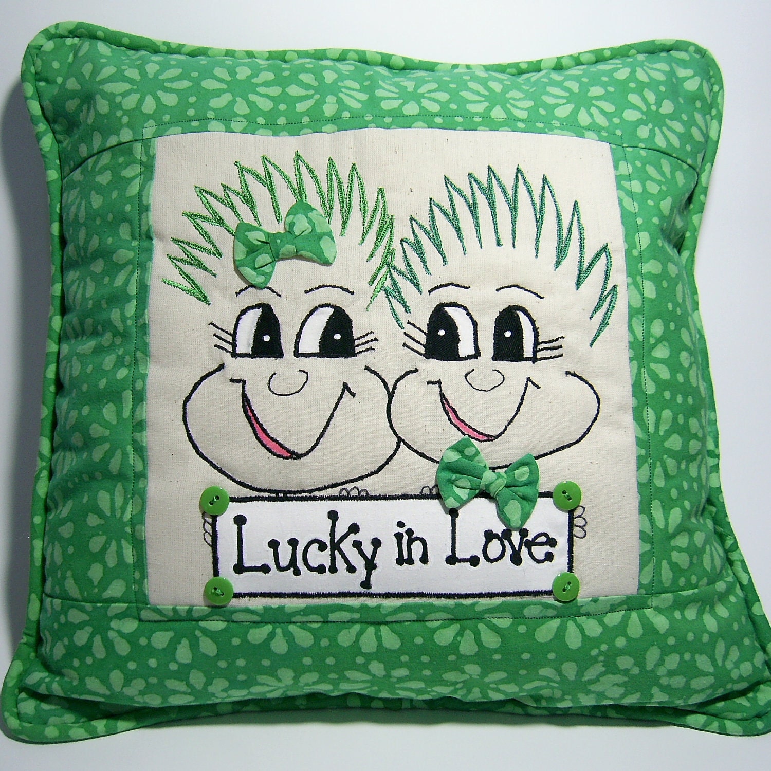 Lucky in Love Irish Pillow PinHead Happy Face(TM)