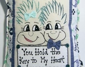 Pillow You Hold the Key to My Heart PinHead Happy Face(TM)