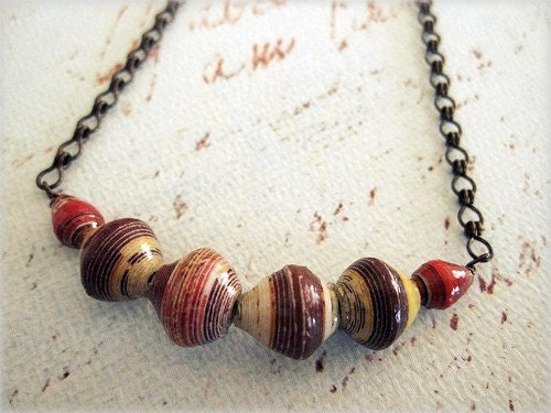 Ugandan Giving Beads Necklace with Vintage Inspired Brass