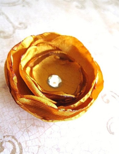 Saffron Yellow Silk Hair Flower