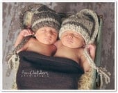 Twin Set Baby Elf Hats in Oatmeal and Barley, Photography Prop, Also Sold Separately