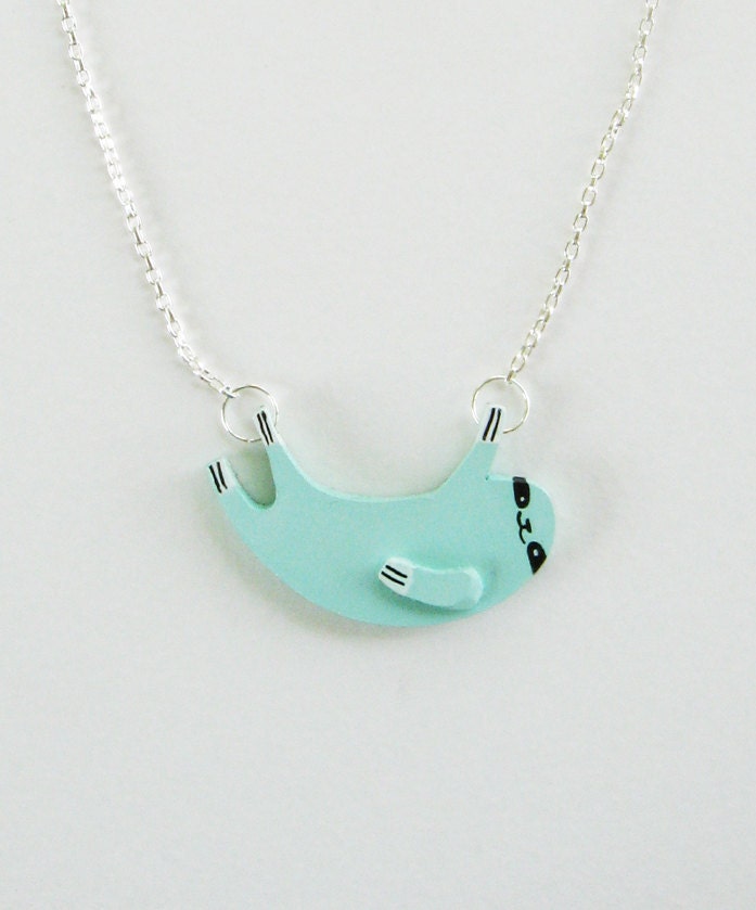 Sloth Necklace - Light Blue - Ships in 2-3 days