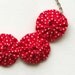 Yoyo necklace Red white polka dot cotton fabric Summer chic fashion Strawberry