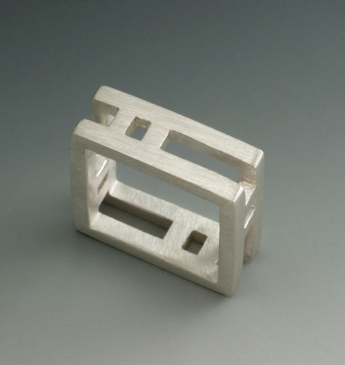 Sterling Silver Womens or Mens Square Wedding Ring double band
