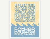 Father Daughter Lyric Art Print Baby Gift Nursery Print (Blue & Yellow) - 11x14 Poster