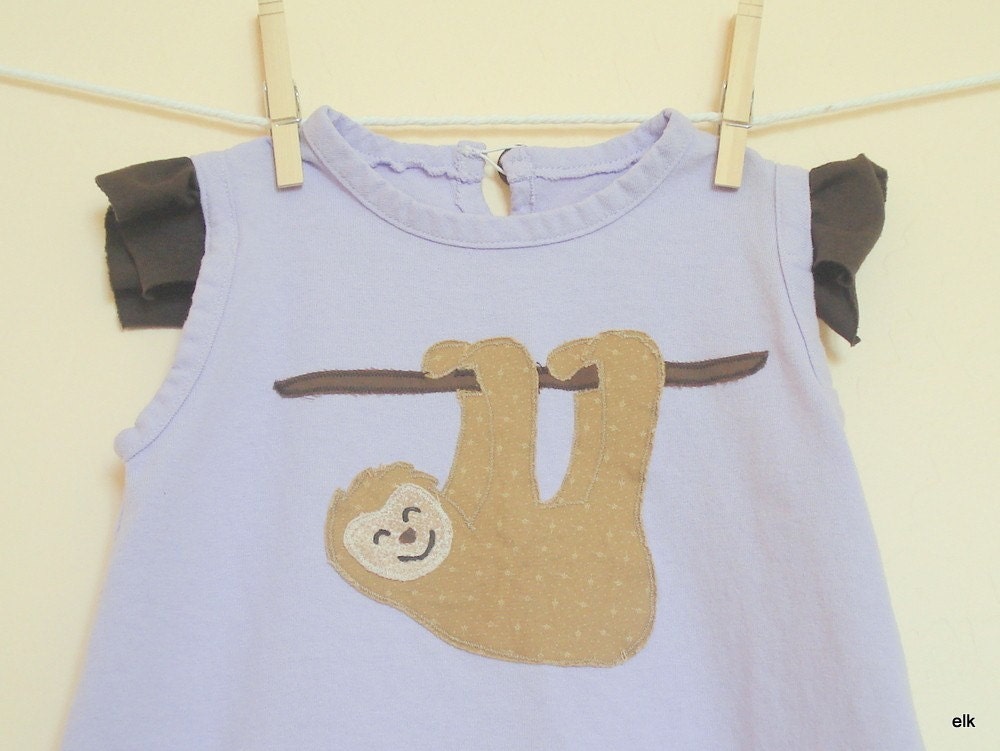 Girls Dress - Sloth, 18 month, READY TO SHIP