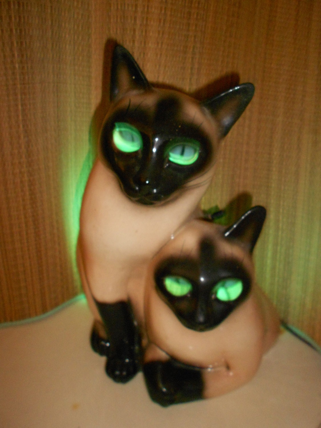 Reserved For Nadine Delgado Retro Cat TV Lamp - Claes Syamese 1954 Dated Vintage Siamese Cats -Made by LeLand Claes.