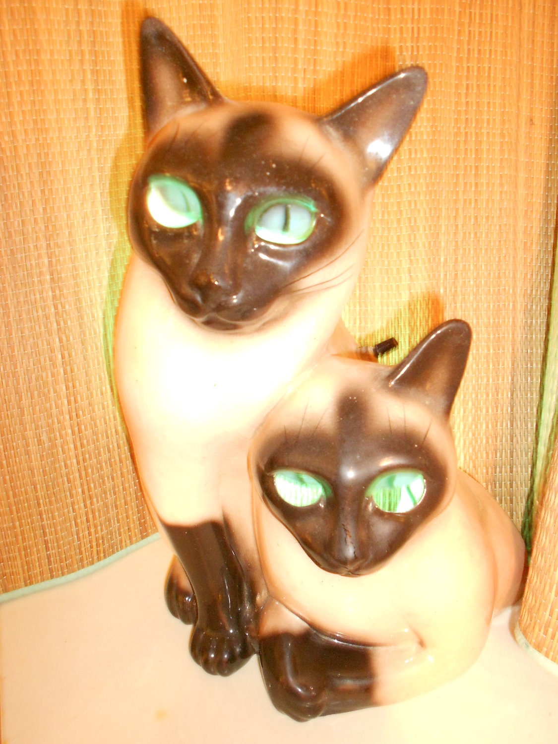 Reserved For Nadine Delgado Retro Cat TV Lamp - Claes Syamese 1954 Dated Vintage Siamese Cats -Made by LeLand Claes.