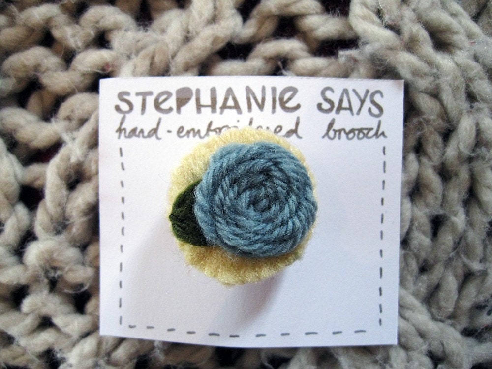 Hand-Embroidered Woolly Brooch, SML