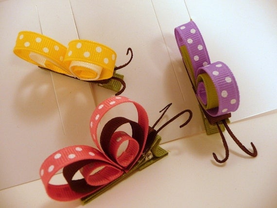 Set of All Three Profile Butterfly Hair Clippies