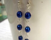 Cobalt Pearl Dangle Earrings