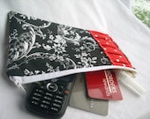 Black Floral Clutch with Red Polka Dot