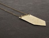 Gold Necklace with Geometric Arrow Tag - 14kt Goldfill and Brass - Long Chain