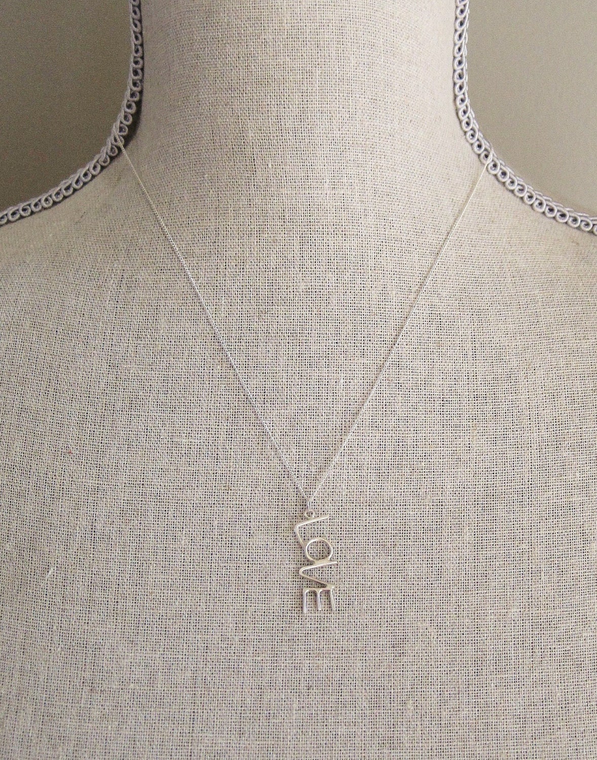 LOVE Necklace - Sterling Silver Chain and Pendant
