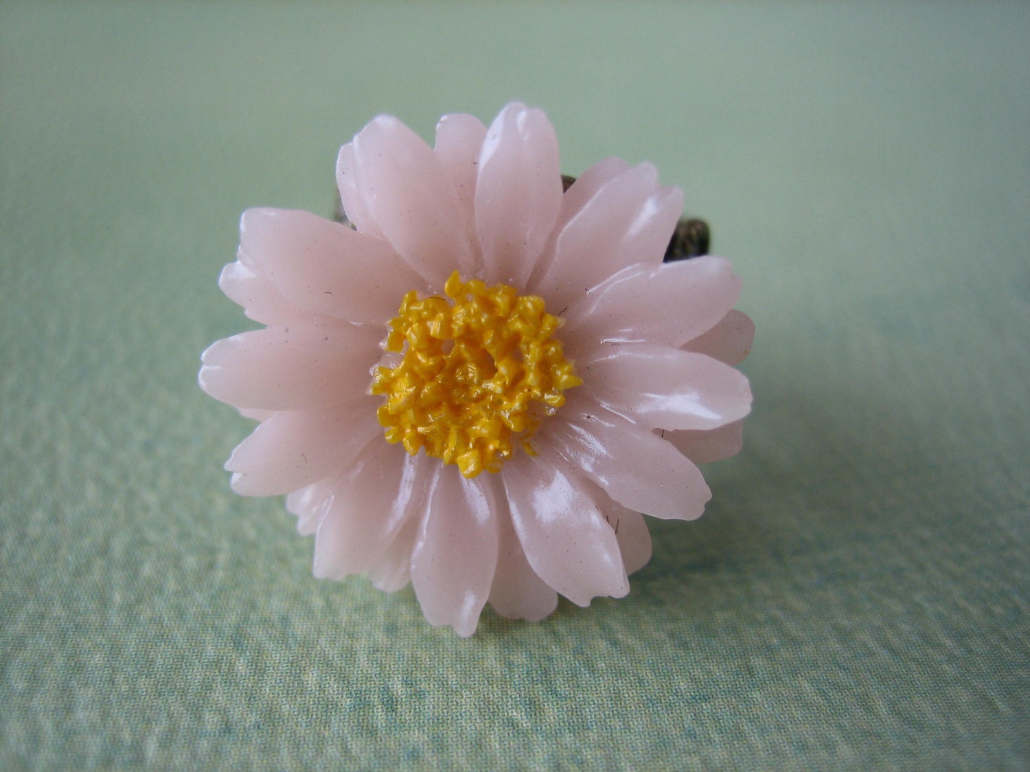 Pink Daisy Flower Ring - Antique Brass Adjustable Filigree Ring - Free US Shipping - Jewelry by ZARDENIA