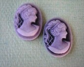 2PCS - Mini Oval Lady Cameos - Violet - 13x18mm - Cabochons by ZARDENIA
