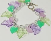 Purple and Green Leaf Bracelet