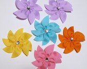 Girls Flower Hair Bow Set Toddler Childrens Kids Boutique Fashion Small Hair Clip Hairbows (Set of 6) Choose Colors
