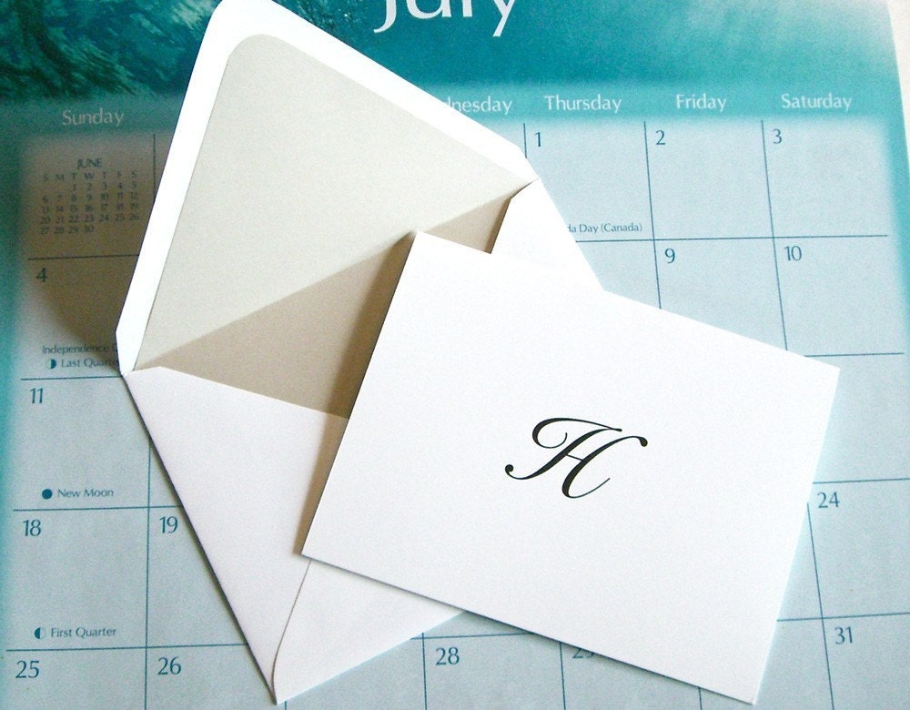 Custom Monogrammed Note Cards, Create Your Own, Personalized, Set of Ten