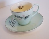 Tea Cup and Saucer // Tea // Teacup // Mint Tea Cup // TeaCups // Mint Floral Cup // Vintage // 1950s
