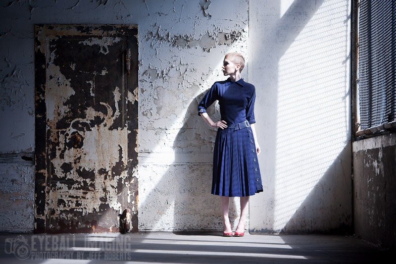 RESERVED - Vintage 1950s Cocktail Dress - 50s Cocktail Dress - Sodalite Blue