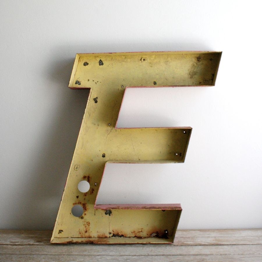 vintage drive-in metal channel letter - E