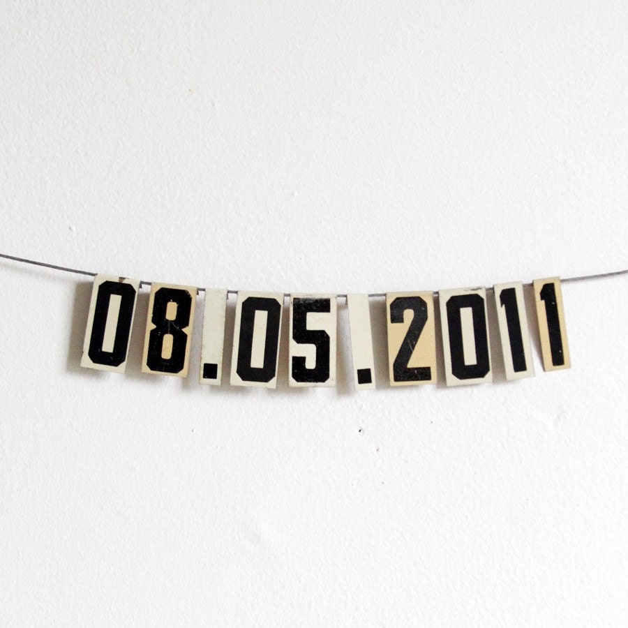 vintage small white metal hanging letters