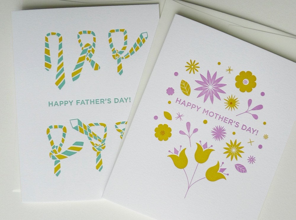 Mom-n-Pop Special - Set of 2 Letterpress Greeting Cards