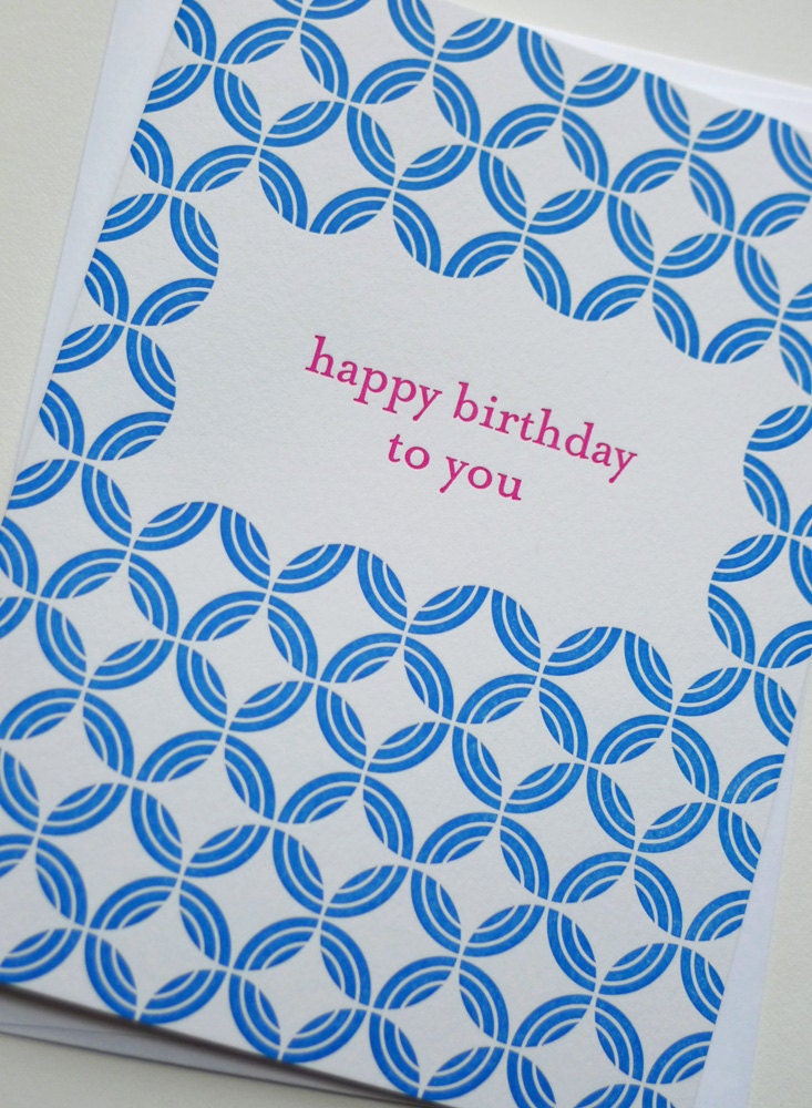 Letterpress Greeting Card - Happy Birthday Mod