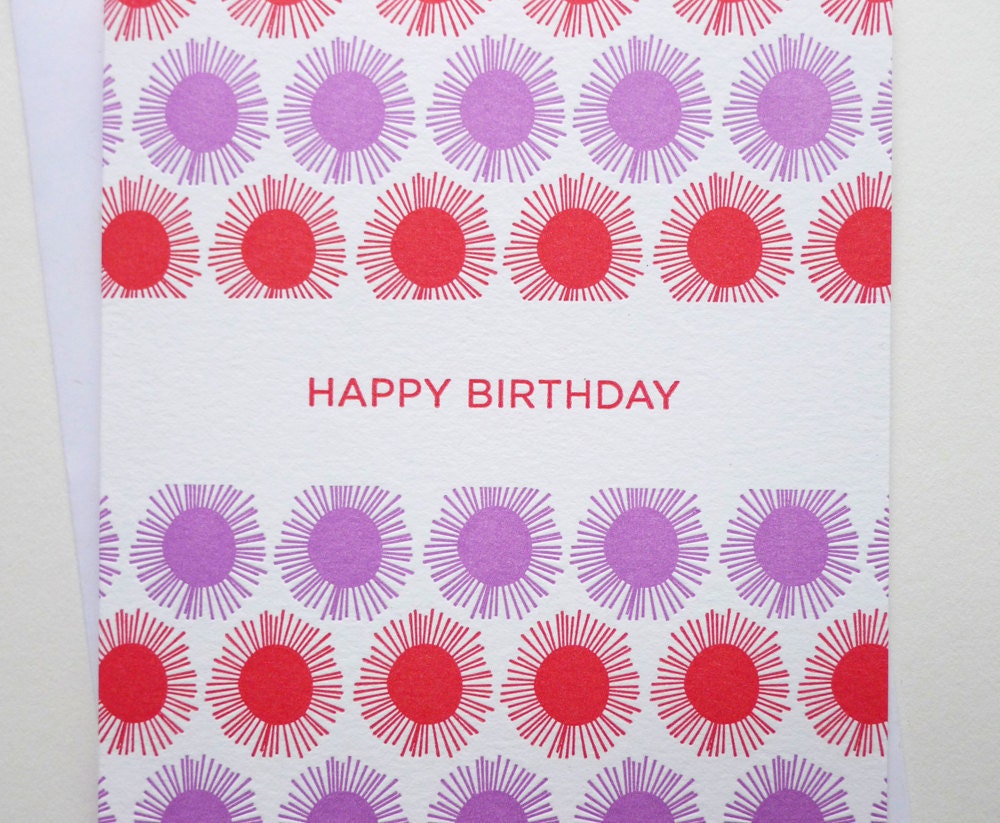 Letterpress Birthday Card - Sunburst Pattern