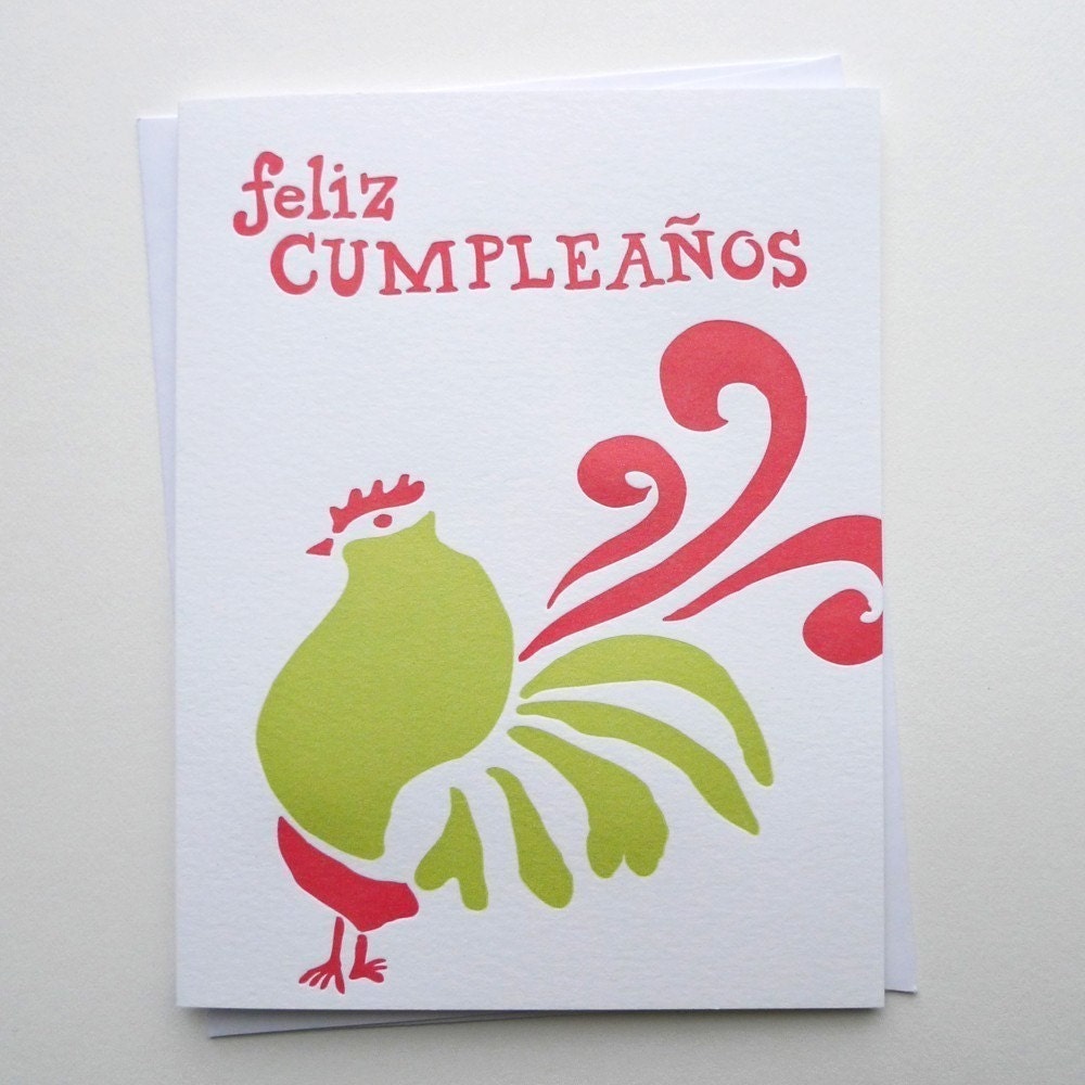 Letterpress Greeting Card - Feliz Cumpleanos