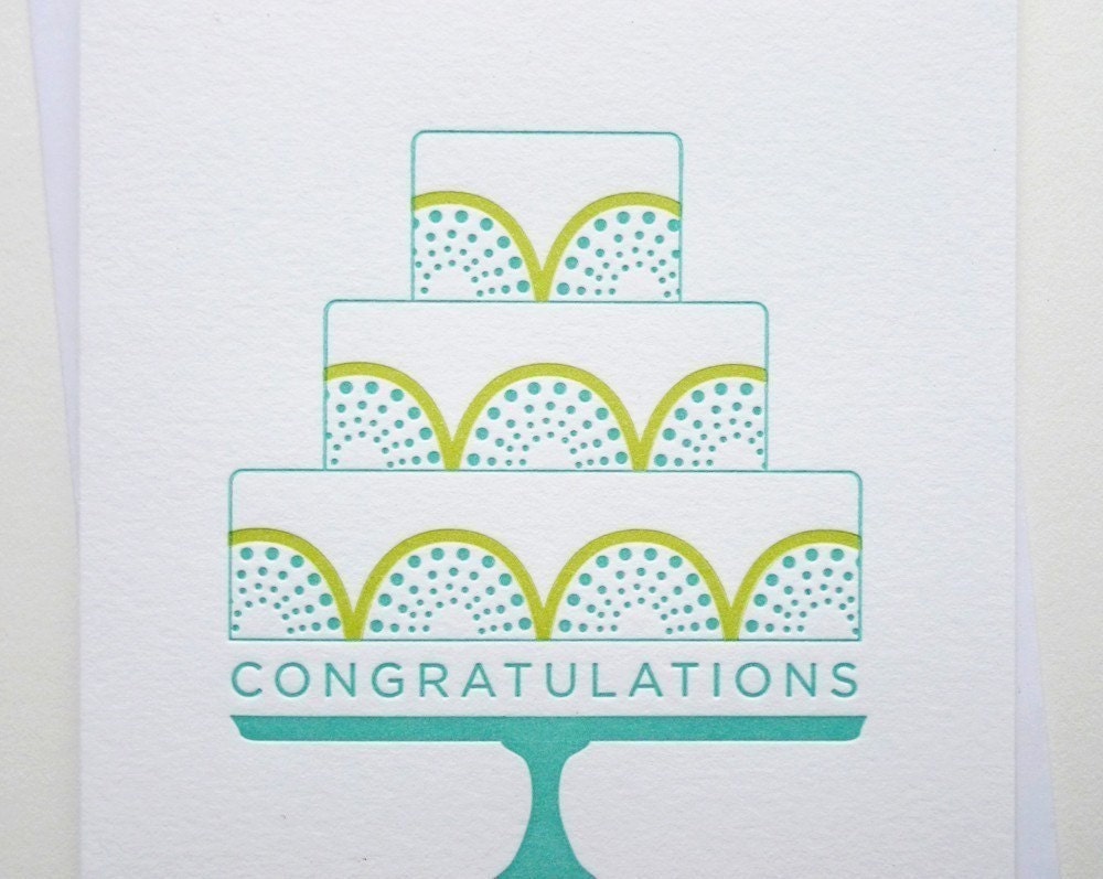 Letterpress Greeting Card - Congratulations Cake