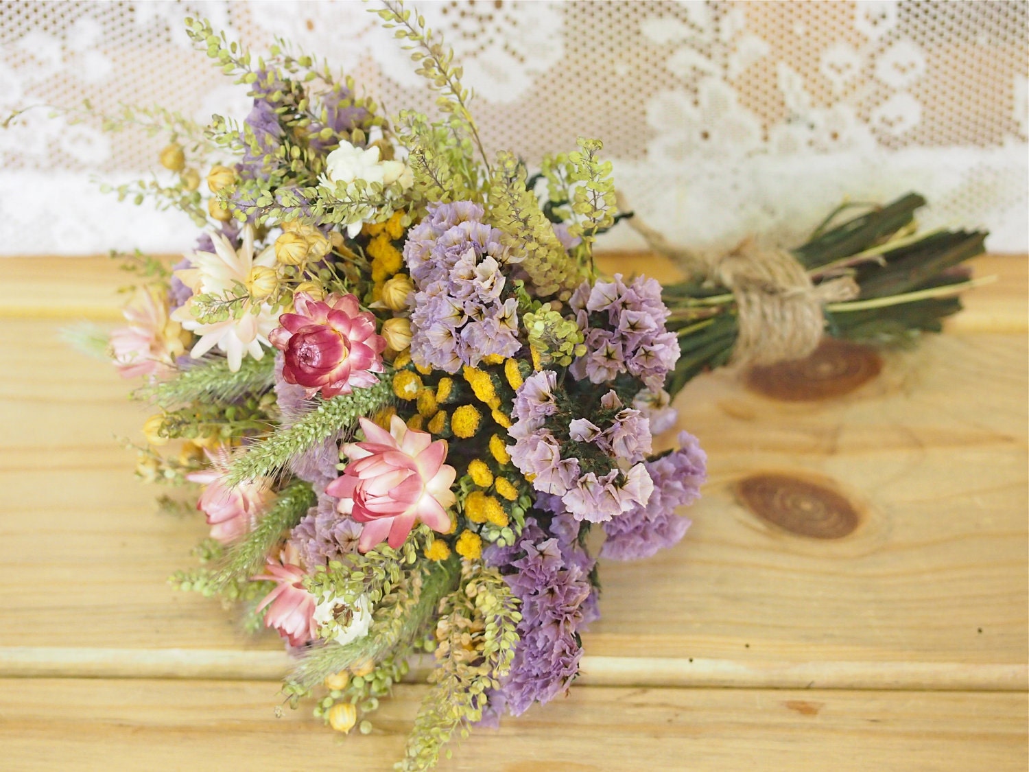 Our FIELD FLOWER Bridesmaid Dried Flower Bouquet - For a Rustic Country Wedding