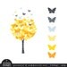 Digital Clip Art - The Butterfly Tree - in Yellow and Gray