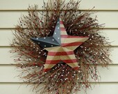 Summer Wreath - 29 inch wreath - Patriotic Wreath - Star Wreath - Flag Wreath