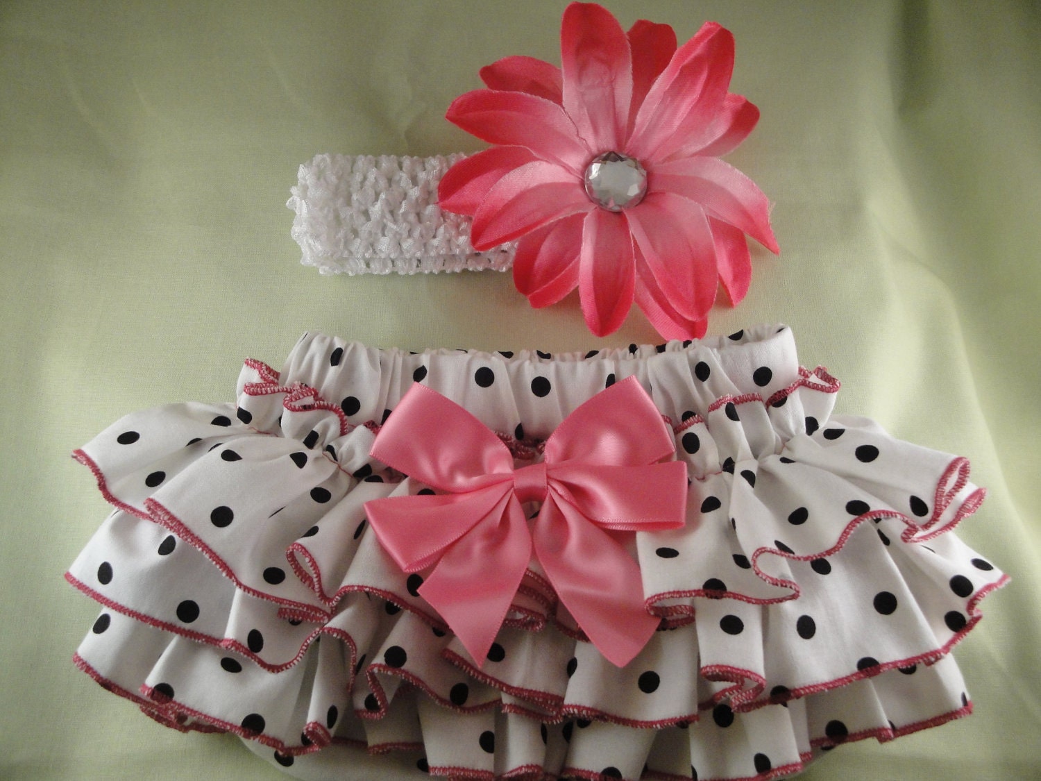 White and Black Dots with Pink Ruffles Sassy Ruffle Diaper Cover Ruffle Butts Ruffle Bloomers
