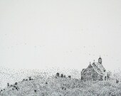The Old Church - an original pen and ink drawing