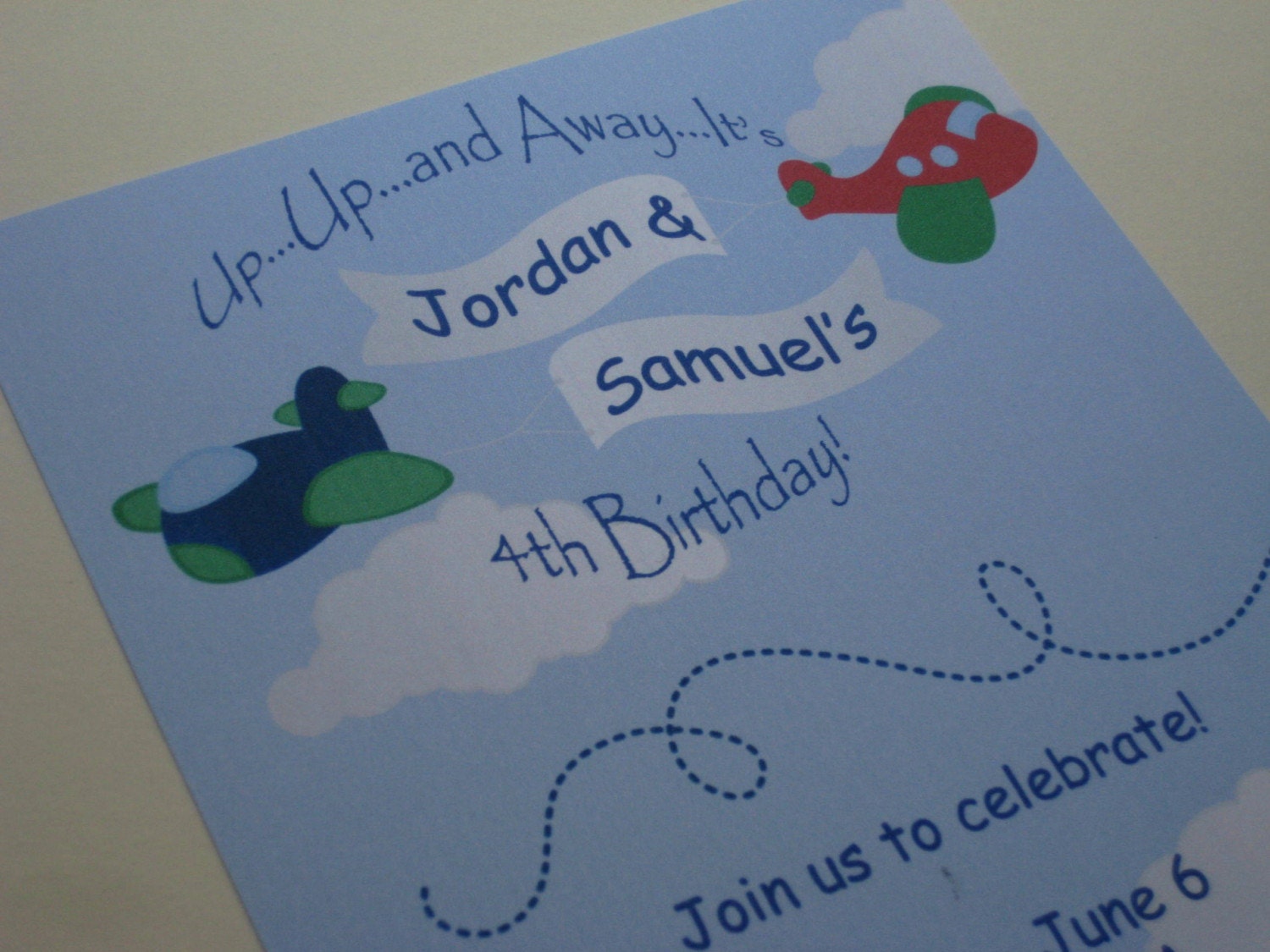 My Little Co-Pilot TWINS Personalized Airplane Party Invitations Il_570xn