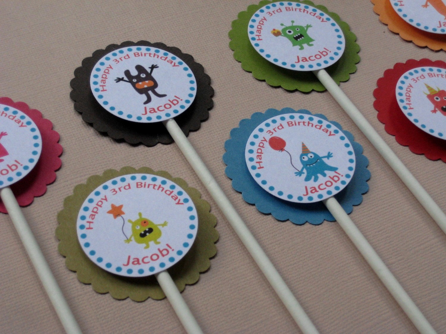 My Little Monster Personalized Party Cupcake Toppers Il_570xn
