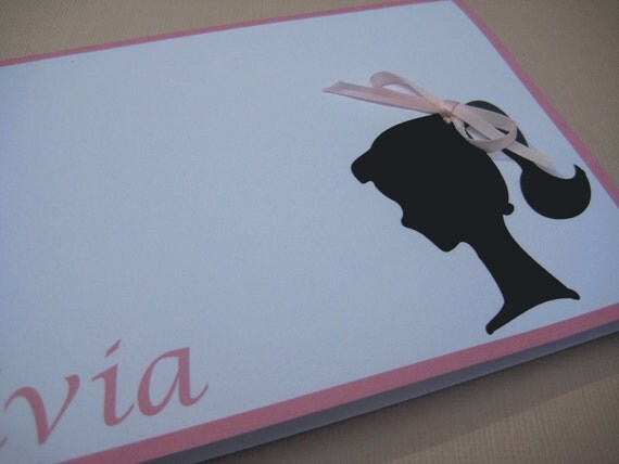 Barbie Inspired Silhouette...Customized Note Cards Il_570xn