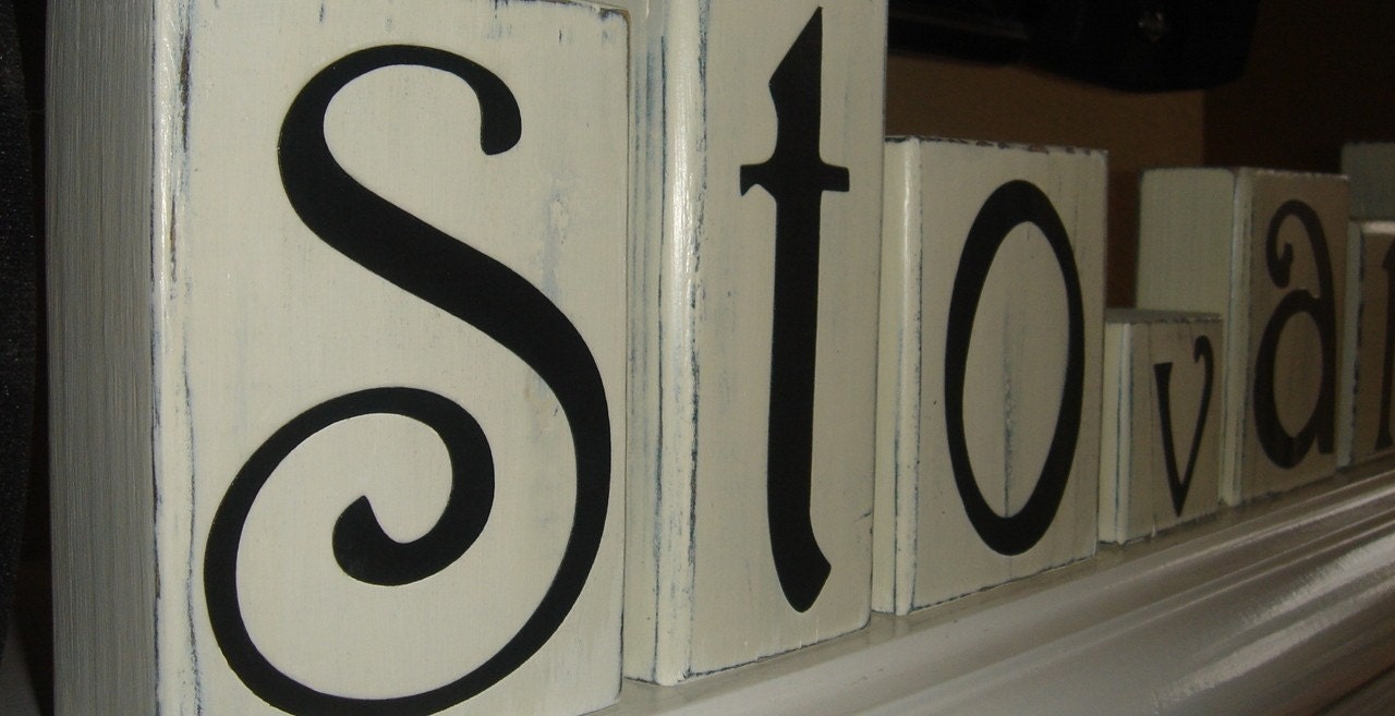 CUSTOM FARMHOUSE BLOCKS - Shelf Letters - Last name Personalized Sign - Initial Monogram - Home Decor - Shabby Chic Nursery