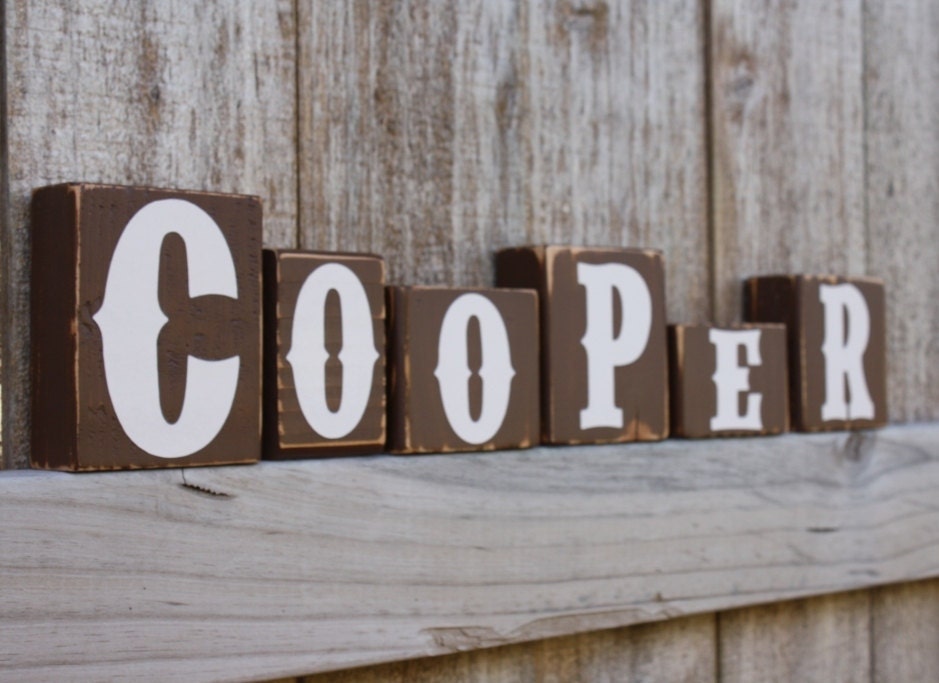 CUSTOM LETTER BLOCKS - Personalized - Cowboy - Rustic Name - Ranch - Bedroom - Country Boy - Farm - Nursery Sign - Cowgirl