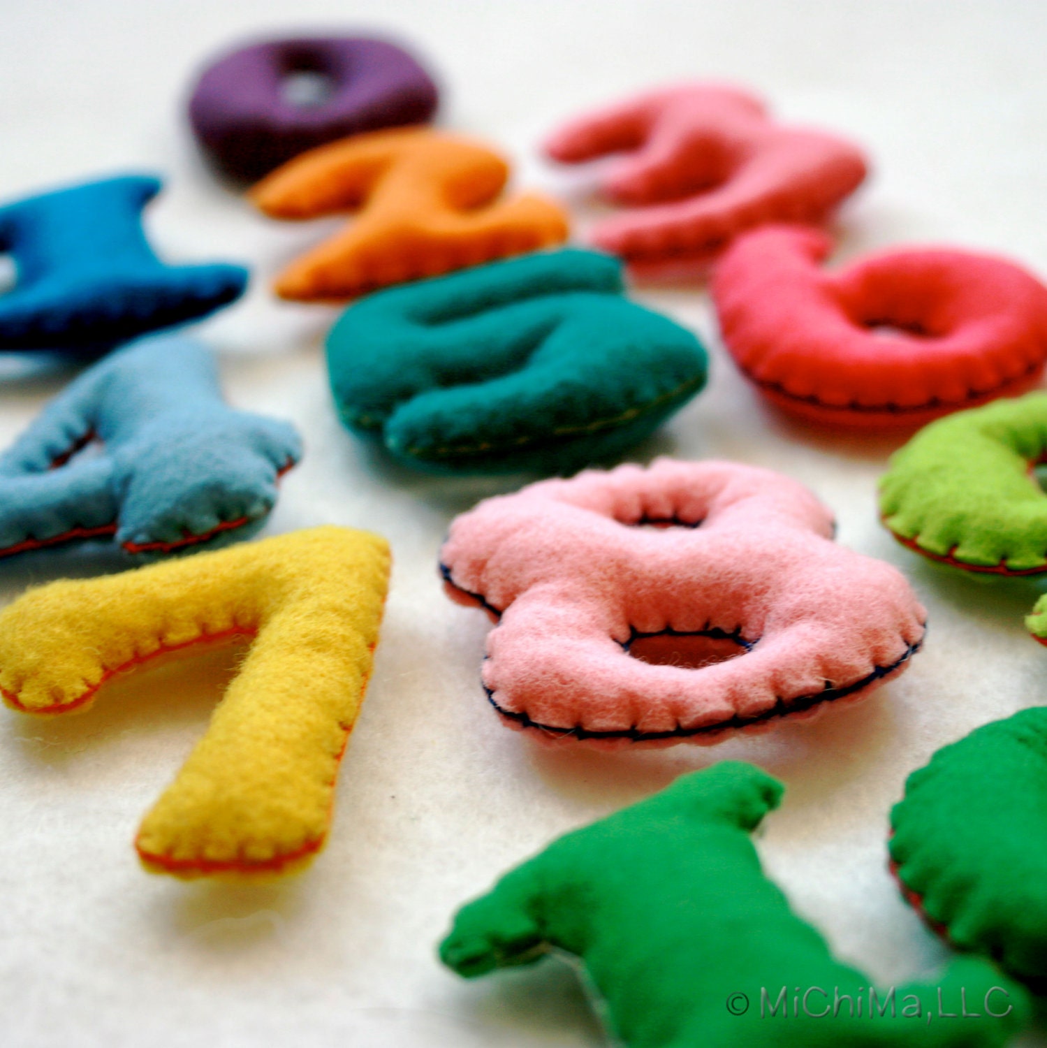 Stuffed Felt Numbers in a Reusable Drawstring Bag - Cooper Set - 1 through 10