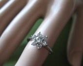 SALE Lovely Diamond Flower Cluster Ring Size 6 1/2