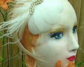 moon flower - ivory feather fascinator with vintage rhinestones