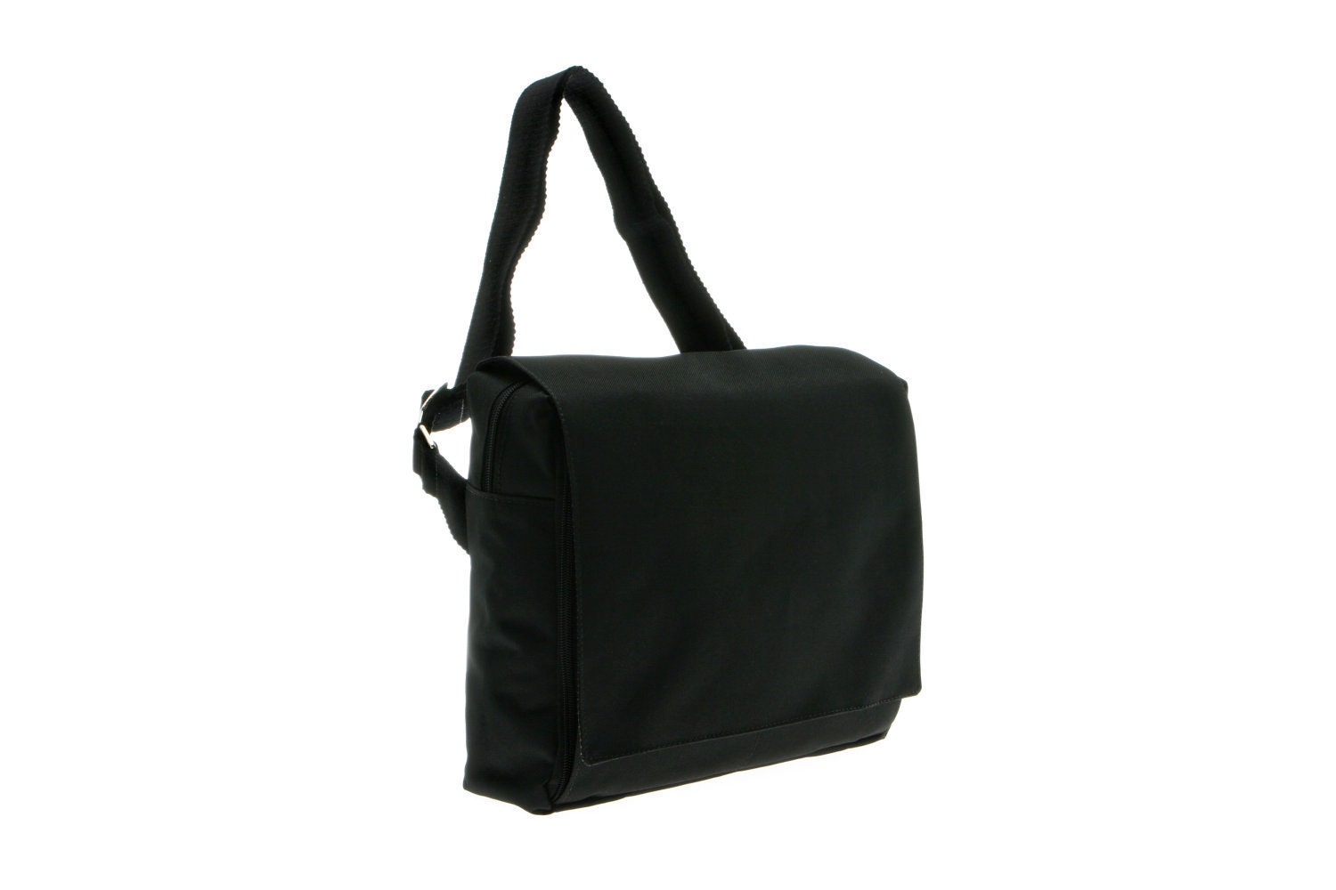 Black iPad Padded Messenger Bag with Adjustable Strap and Flashlight